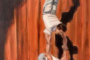 Vaudeville Acrobats, 9” x12” oil